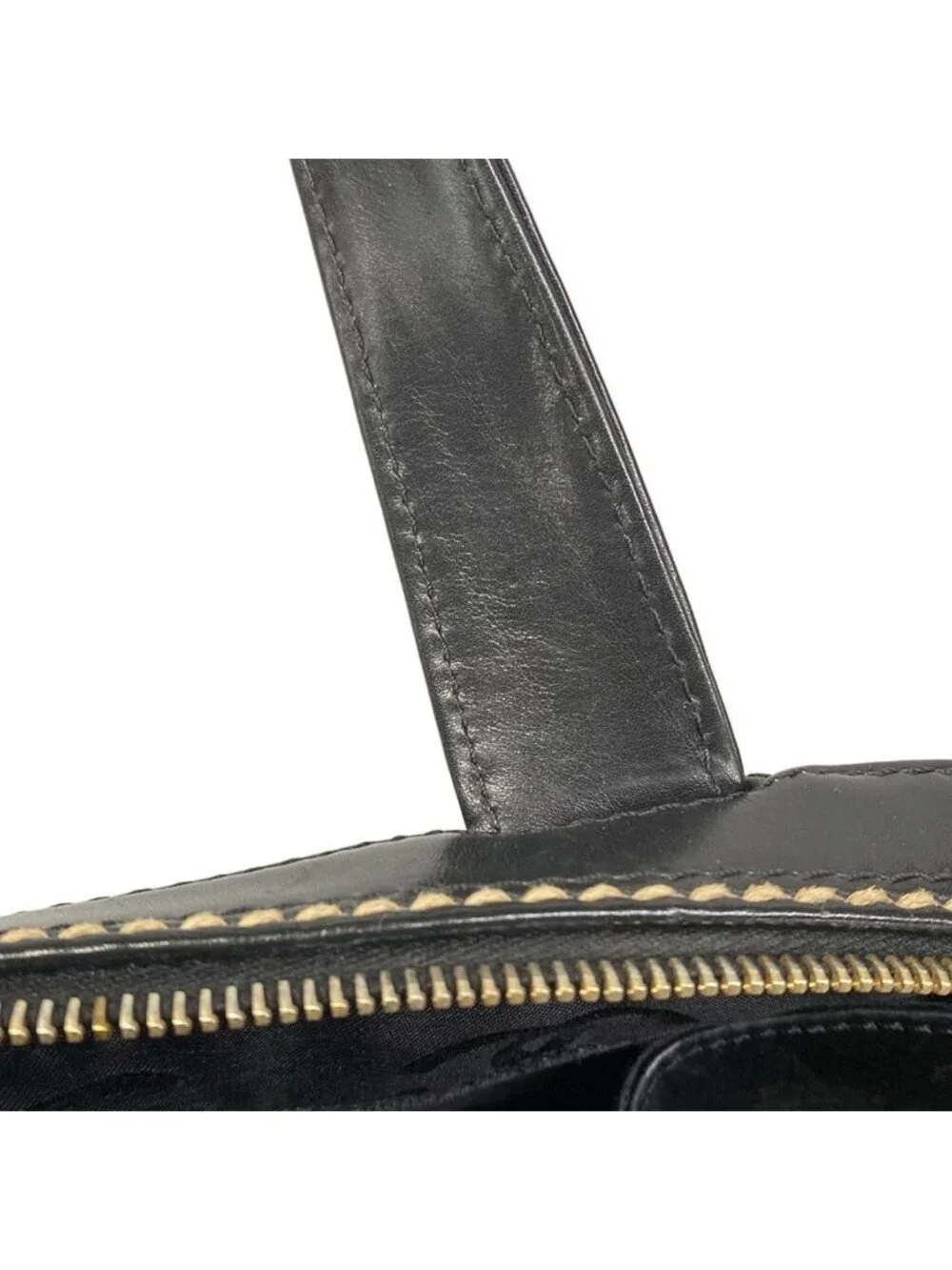 Chanel Handbag Wild Stitch Black Matte Gold Leather